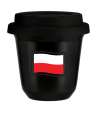 Kubek czarny 150 ml, FLAGA POLSKI (czarny) z pokrywka czarna kubek termiczny na kawe | 85,00 zł