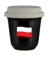 Kubek czarny 150 ml, FLAGA POLSKI (czarny) z pokrywka biala kubek termiczny na kawe | 85,00 zł
