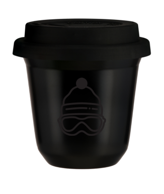 Kubek czarny 150 ml, CZAPKA (czarny) z pokrywka czarna