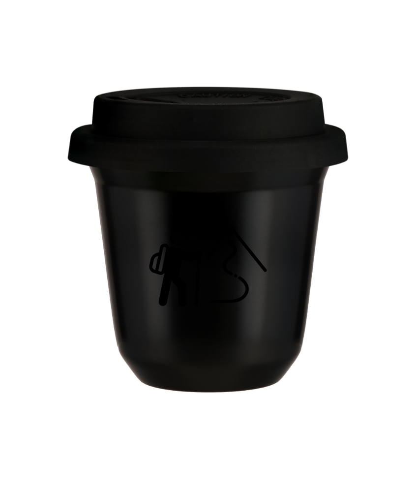 Kubek czarny 150 ml, WSPINACZKA 2 (czarny) z pokrywka czarna kubek termiczny na kawe | 85,00 zł