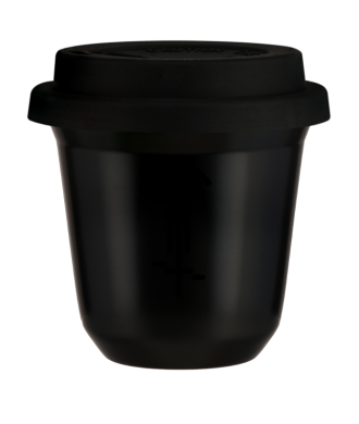 Kubek czarny 150 ml, KOLARSTWO 1 z pokrywka czarna