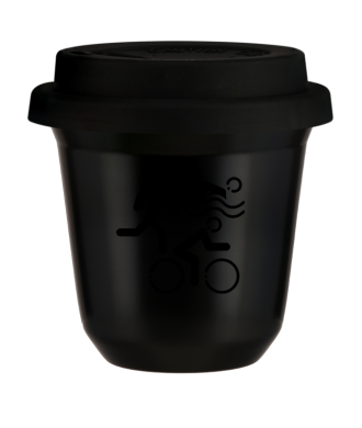 Kubek czarny 150 ml, SPORTY z pokrywka czarna