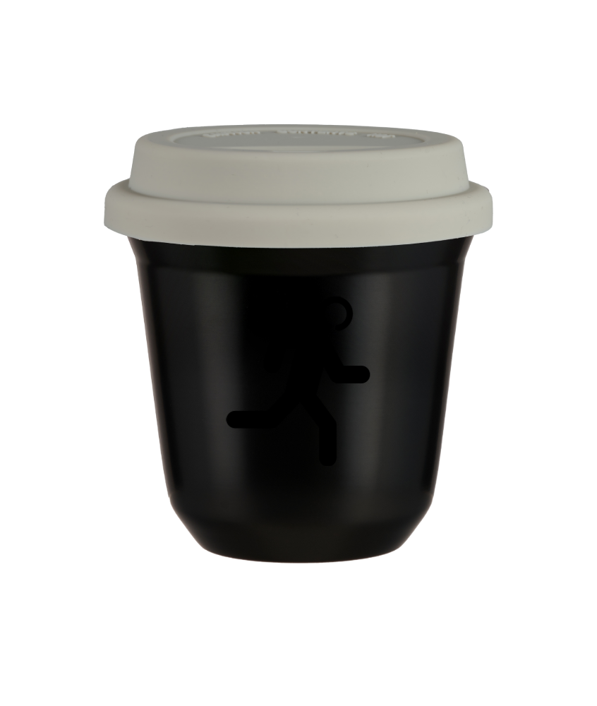 Kubek czarny 150 ml, BIEGACZ (czarny) z pokrywka biala kubek termiczny na kawe | 85,00 zł Kubek czarny 150 ml, BIEGACZ (czarny) z pokrywka biala kubek termiczny na kawe | 85,00 zł