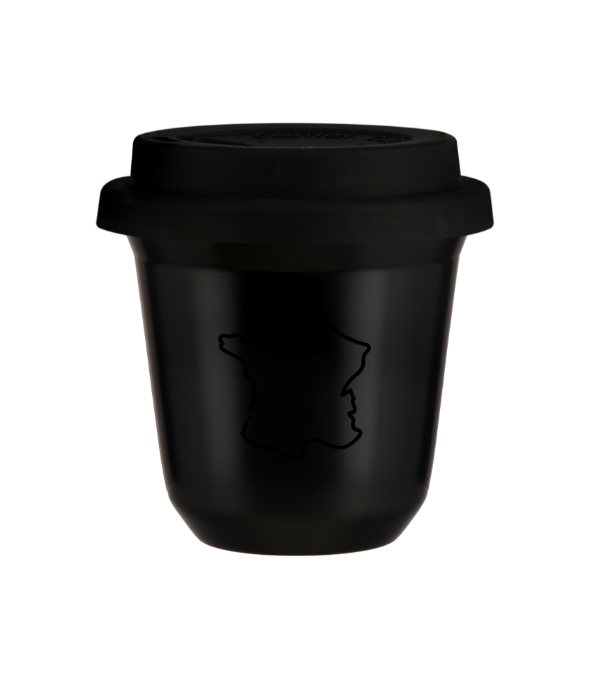 Kubek czarny 150 ml, FRANCJA (czarny) z pokrywka czarna kubek termiczny na kawe | 85,00 zł