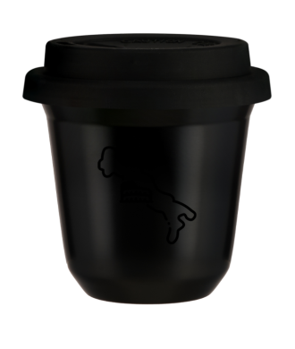 Kubek czarny 150 ml, WLOCHY z pokrywka czarna