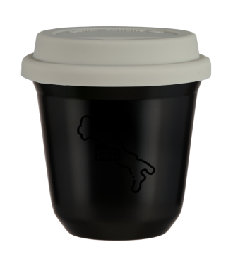 Kubek czarny 150 ml, WLOCHY z pokrywka biala