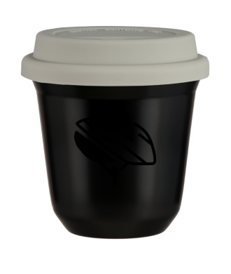 Kubek czarny 150 ml, KASK z pokrywka biala