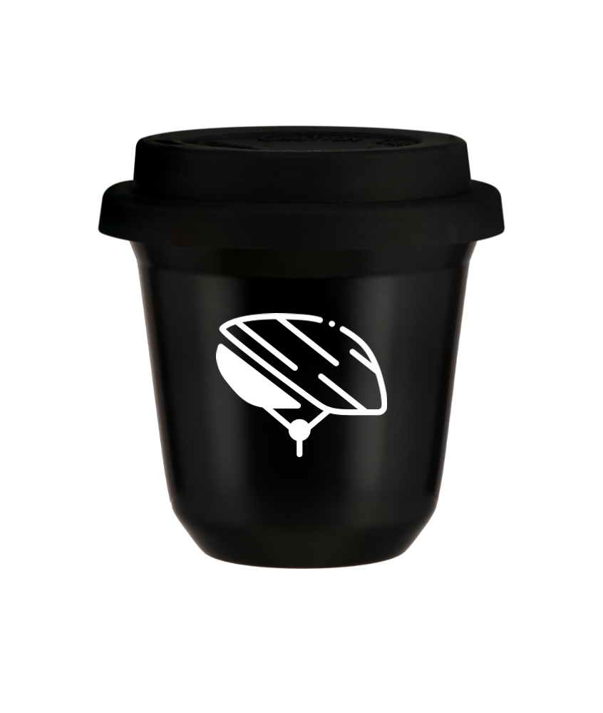 Kubek czarny 150 ml, KASK (bialy) z pokrywka czarna kubek termiczny na kawe | 85,00 zł