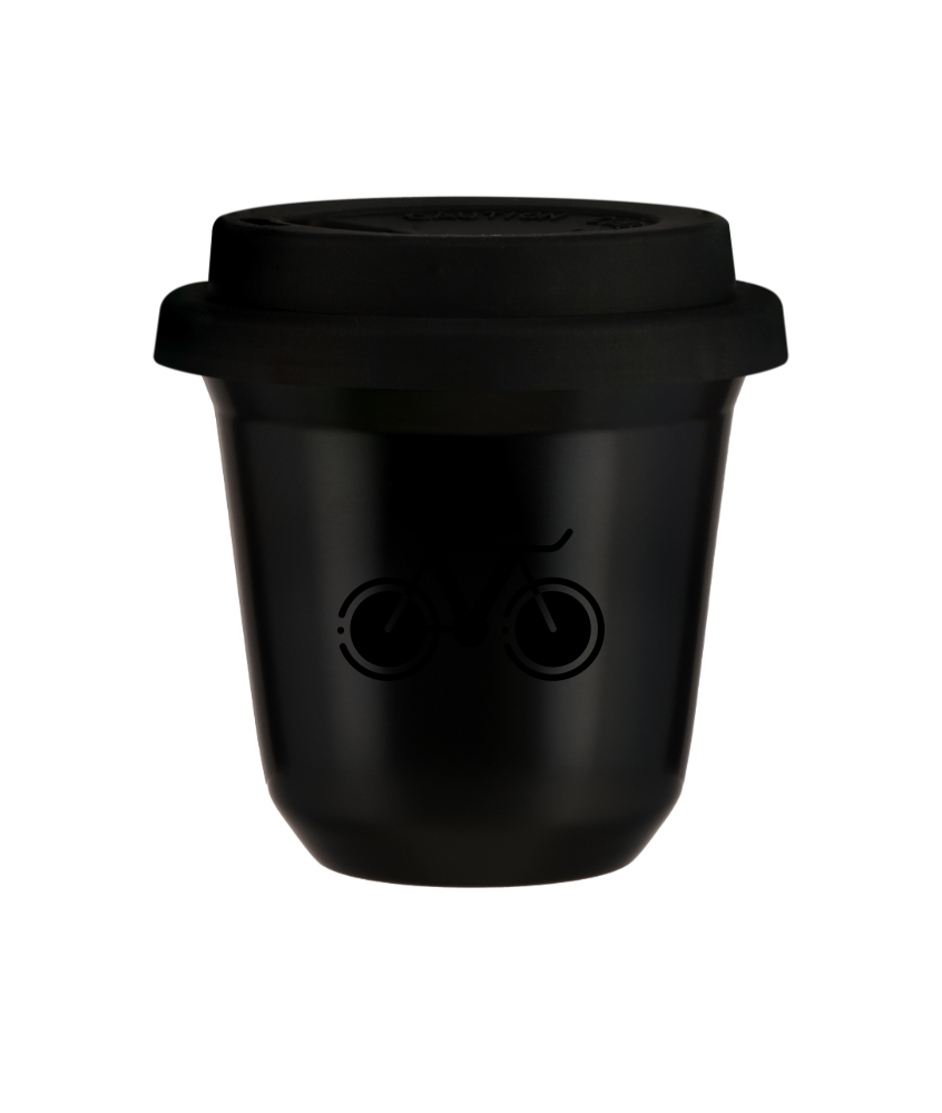 Kubek czarny 150 ml, ROWER 1 (czarny) z pokrywka czarna kubek termiczny na kawe | 85,00 zł