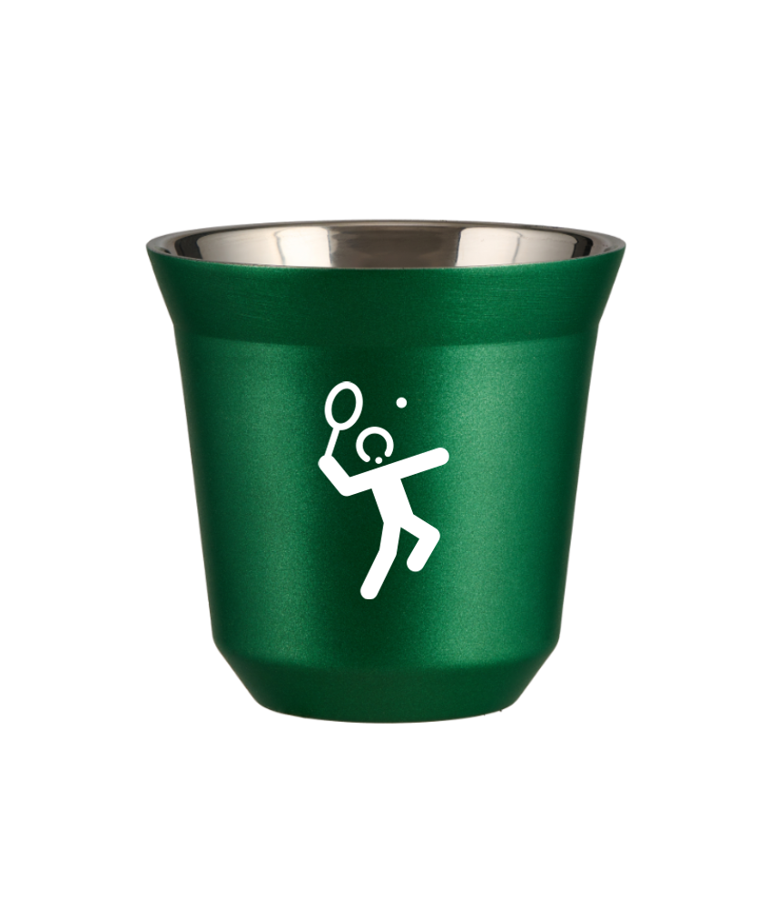 Kubek 150 ml ZIELONY METALIC "Tenis 2 (biały)"