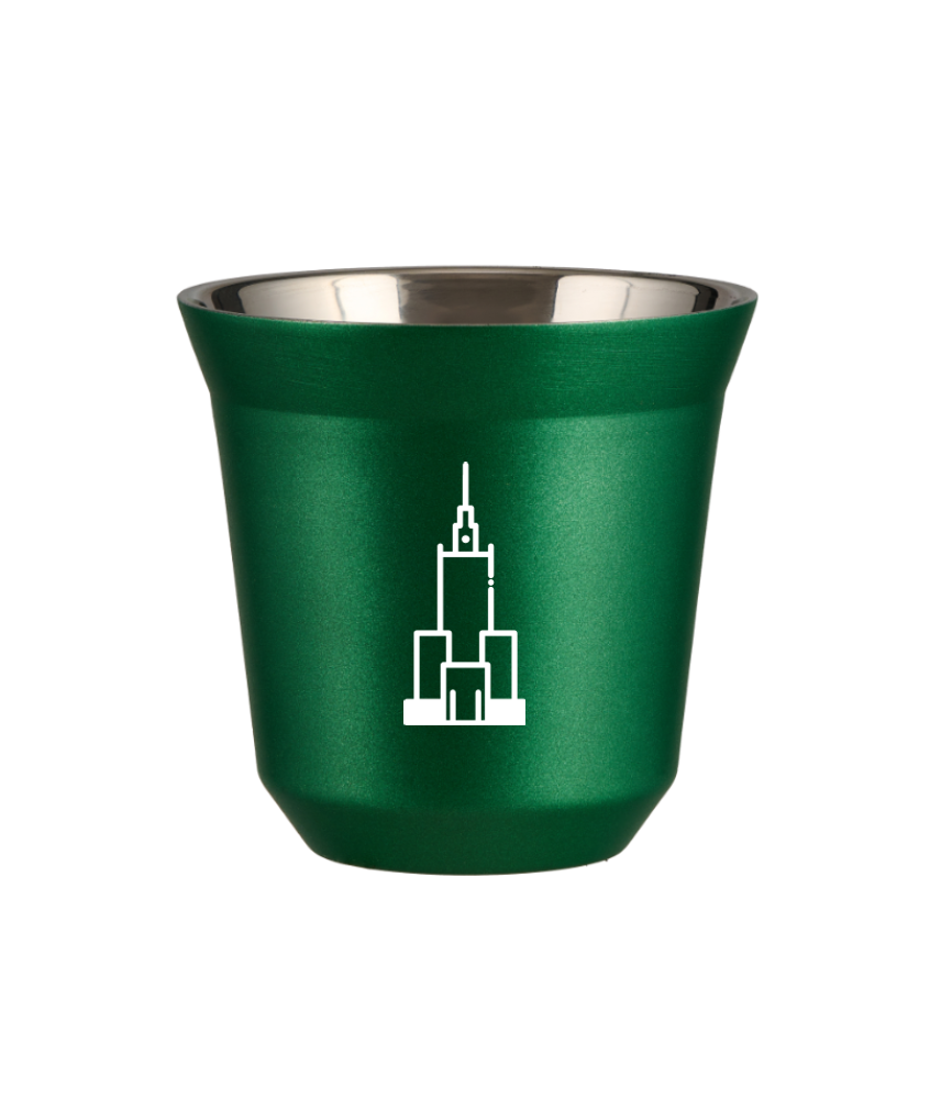 Kubek 150 ml ZIELONY METALIC "Pałac kultury i nauki (biały)"