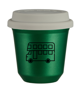 Kubek zielony 150 ml, AUTOBUS (czarny) z pokrywka biala kubek termiczny na kawe | 85,00 zł