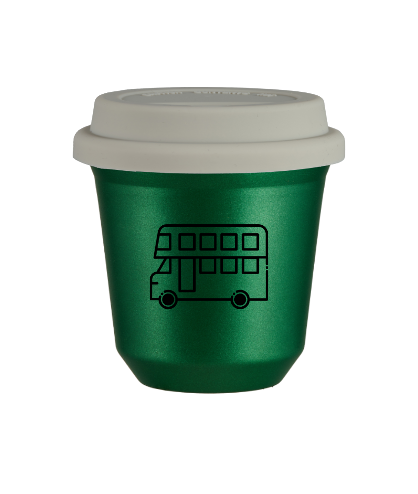 Kubek zielony 150 ml, AUTOBUS (czarny) z pokrywka biala kubek termiczny na kawe | 85,00 zł Kubek zielony 150 ml, AUTOBUS (czarny) z pokrywka biala kubek termiczny na kawe | 85,00 zł
