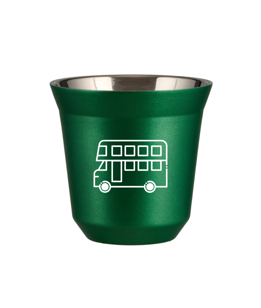 Kubek 150 ml ZIELONY METALIC "Autobus (biały)"