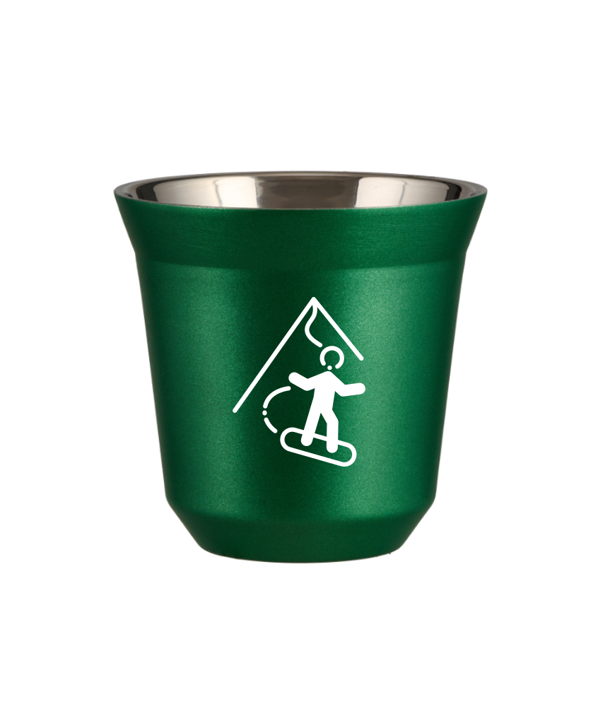 Kubek 150 ml ZIELONY METALIC "Snowboard (biały)"