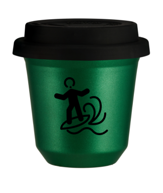 Kubek 150 ml ZIELONY METALIC "Windsurfing (czarny)", z czarną pokrywką Kubek 150 ml ZIELONY METALIC "Windsurfing (czarny)", z czarną pokrywką