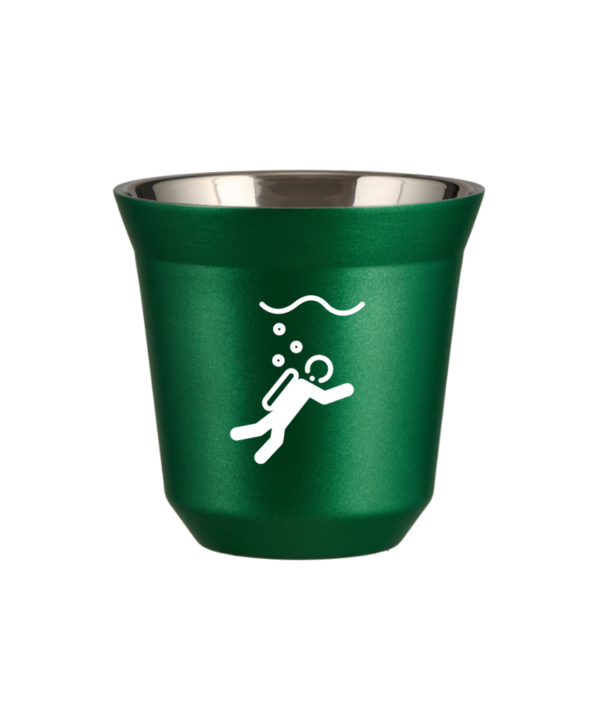 Kubek 150 ml ZIELONY METALIC "Nurkowanie (biały)"
