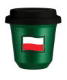 Kubek zielony 150 ml, FLAGA POLSKI z pokrywka czarna kubek termiczny na kawe | 85,00 zł