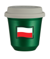 Kubek zielony 150 ml, FLAGA POLSKI z pokrywka biala kubek termiczny na kawe | 85,00 zł