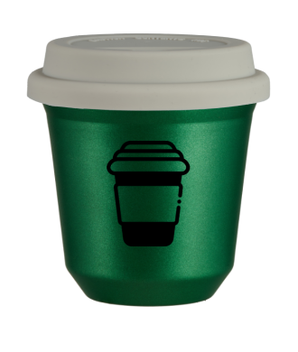 Kubek 150 ml ZIELONY METALIC, z białą pokrywką Kubek 150 ml ZIELONY METALIC, z białą pokrywką
