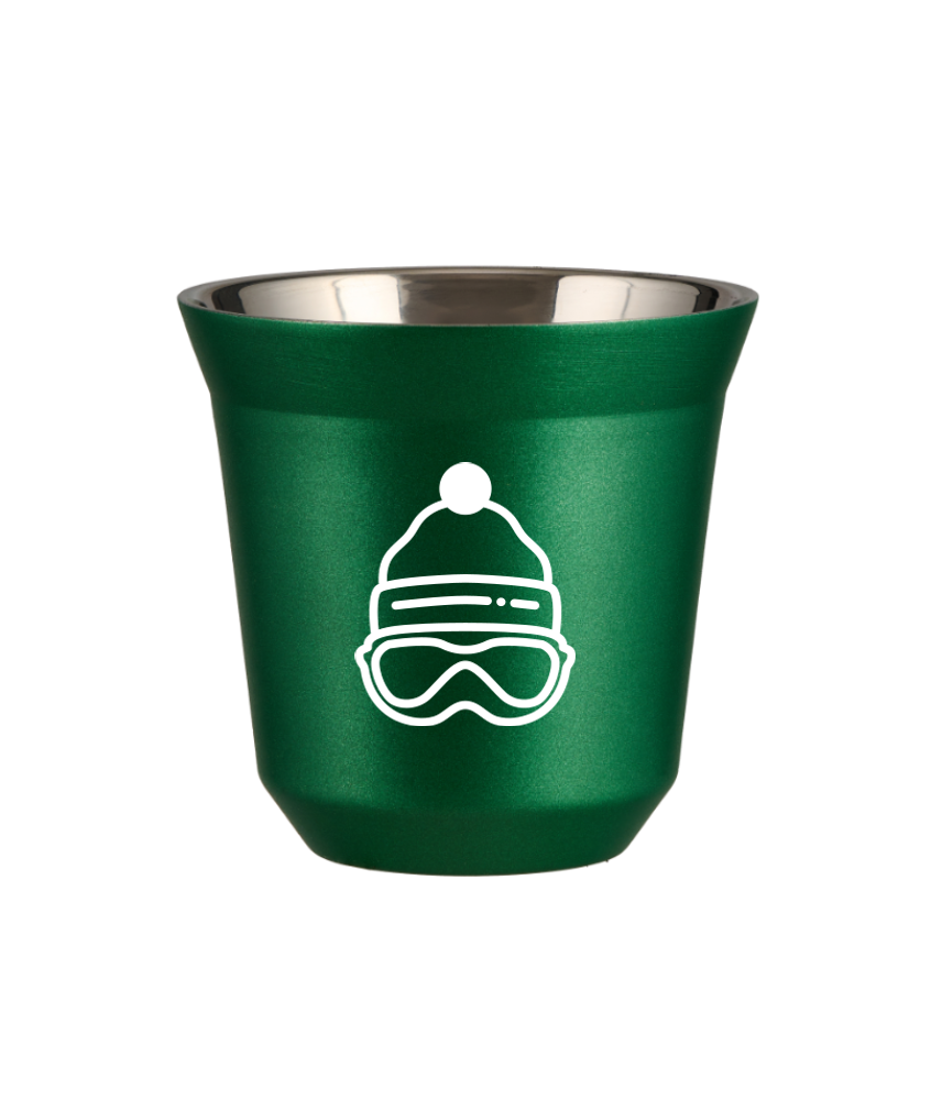 Kubek 150 ml ZIELONY METALIC "Czapka (biały)"