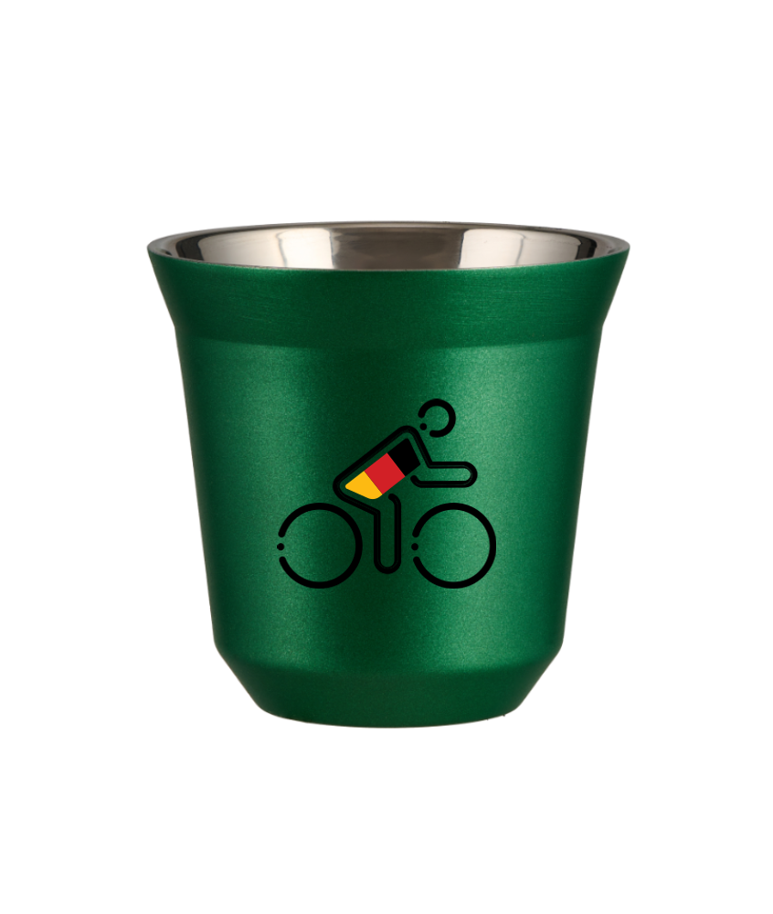 Kubek 150 ml ZIELONY METALIC "Kolarz w niemieckich barwach (czarny)"