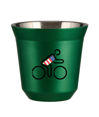Kubek 150 ml ZIELONY METALIC "Kolarz w brytyjskich barwach" Kubek 150 ml ZIELONY METALIC "Kolarz w brytyjskich barwach"