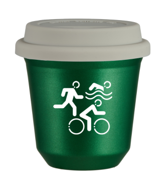 Kubek 150 ml ZIELONY METALIC "Sporty (biały)", z białą pokrywką Kubek 150 ml ZIELONY METALIC "Sporty (biały)", z białą pokrywką