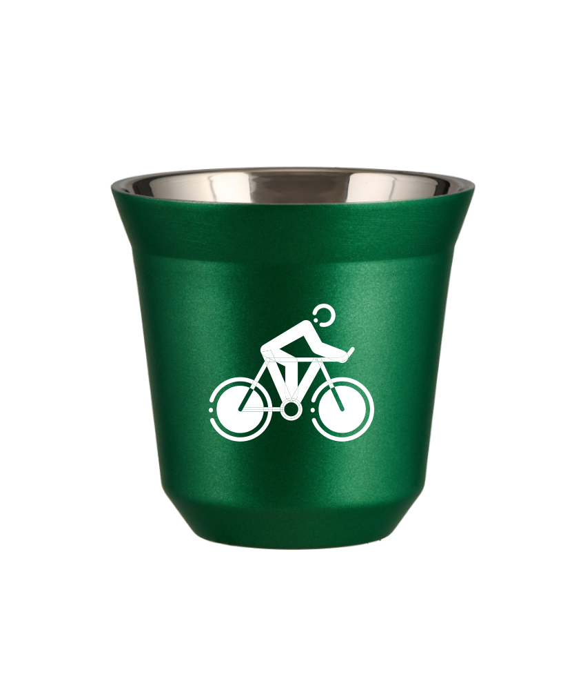 Kubek 150 ml ZIELONY METALIC "Kolarstwo 2 (biały)"