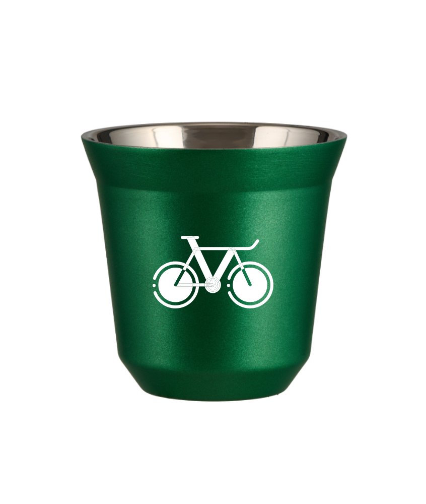 Kubek 150 ml ZIELONY METALIC "Rower 1 (biały)"