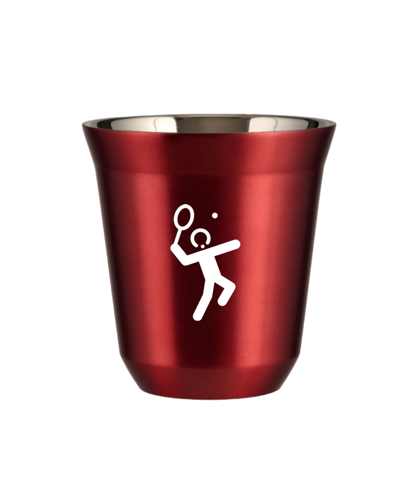 Kubek 150 ml CZERWONY METALIC "Tenis 2 (biały)"