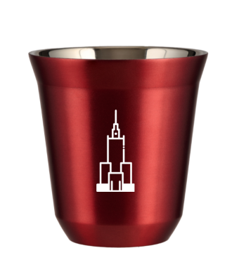Kubek 150 ml CZERWONY METALIC "Pałac kultury i nauki (biały)" Kubek 150 ml CZERWONY METALIC "Pałac kultury i nauki (biały)"