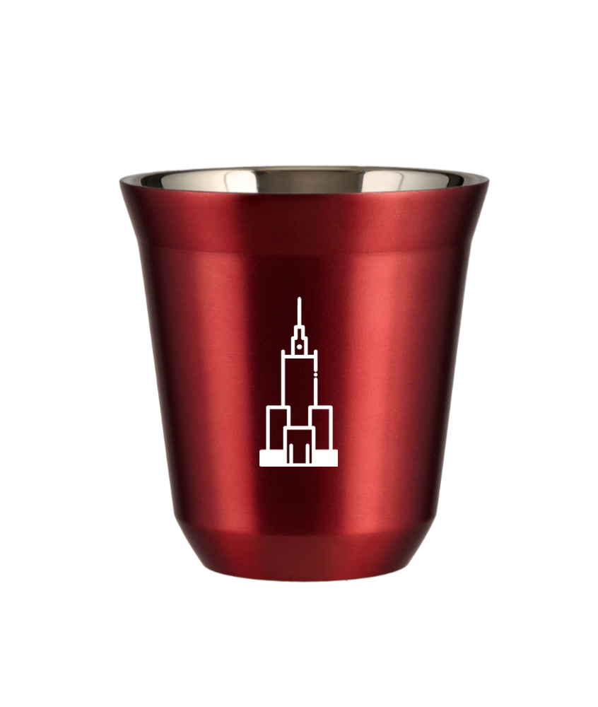Kubek 150 ml CZERWONY METALIC "Pałac kultury i nauki (biały)"