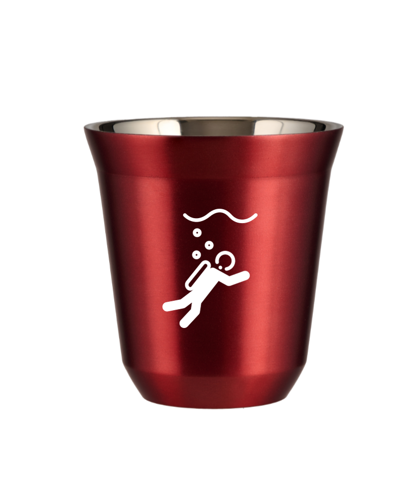 Kubek 150 ml CZERWONY METALIC "Nurkowanie (biały)"