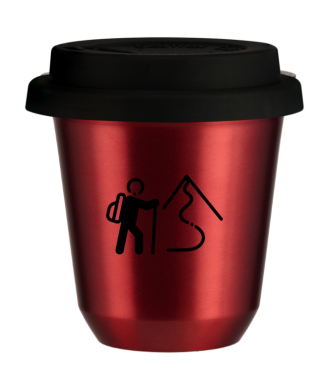 Kubek 150 ml CZERWONY METALIC "Wspinaczka 2", z czarną pokrywką Kubek 150 ml CZERWONY METALIC "Wspinaczka 2", z czarną pokrywką