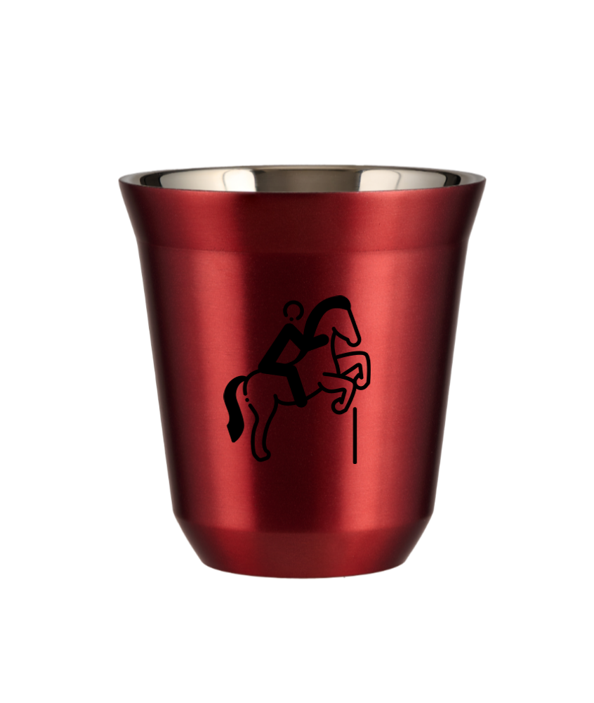 Kubek 150 ml CZERWONY METALIC "Jeździectwo 1"