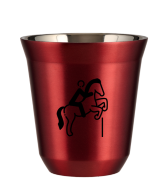 Kubek 150 ml CZERWONY METALIC "Jeździectwo 1 (czarny)" Kubek 150 ml CZERWONY METALIC "Jeździectwo 1 (czarny)"
