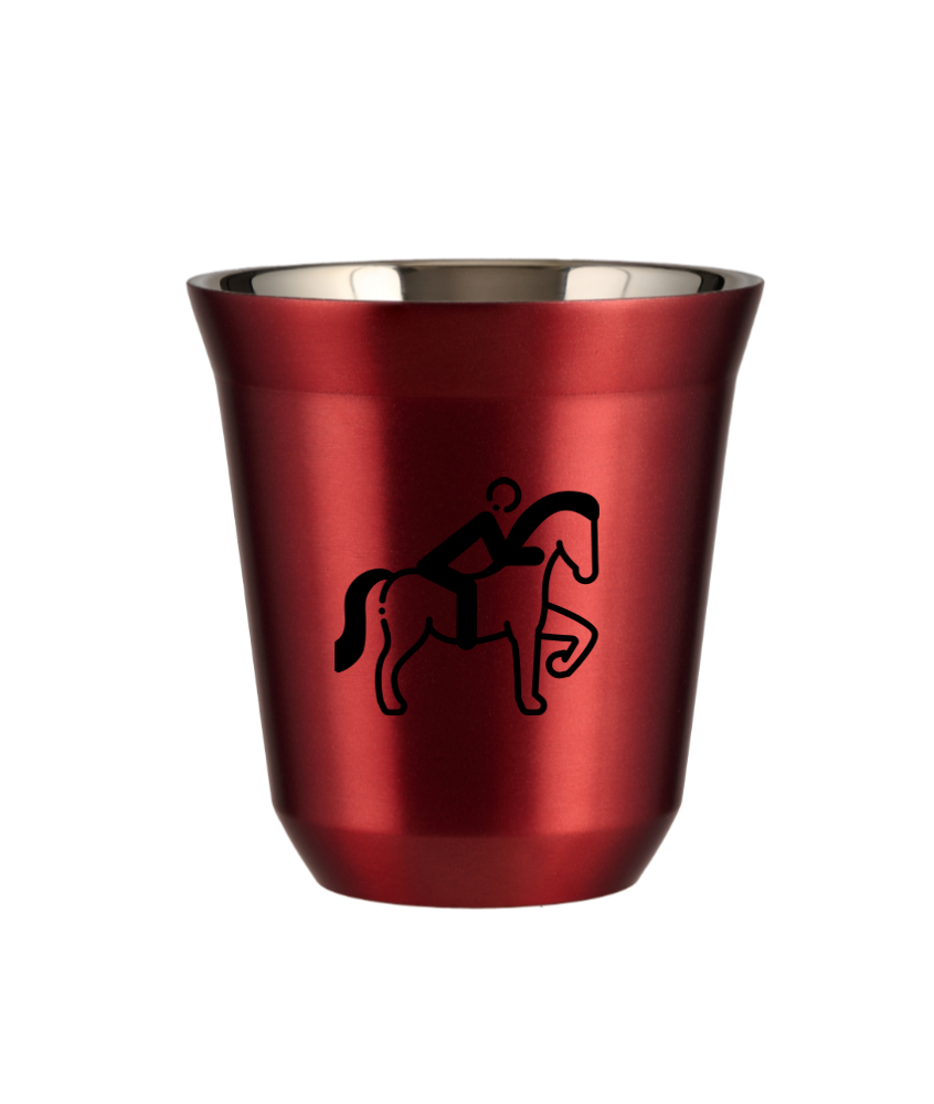 Kubek 150 ml CZERWONY METALIC "Jeździectwo 2"