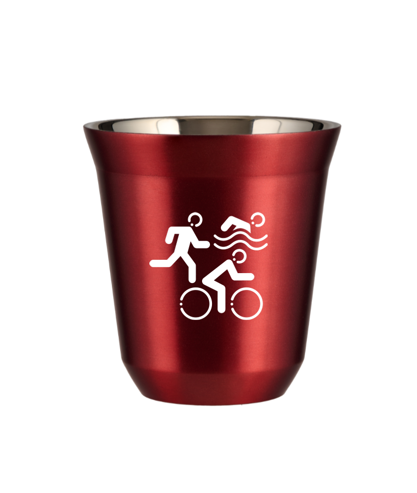 Kubek 150 ml CZERWONY METALIC "Sporty (biały)"