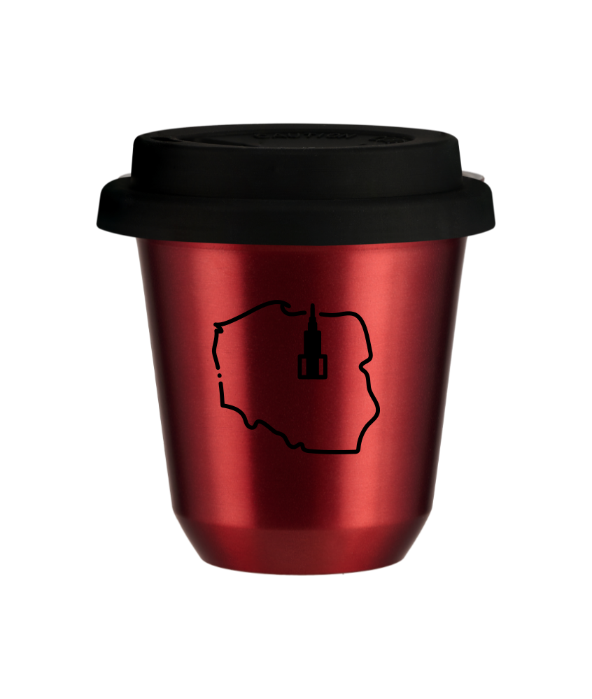 Kubek czerwony 150 ml, POLSKA z pokrywka czarna kubek termiczny na kawe | 85,00 zł Kubek czerwony 150 ml, POLSKA z pokrywka czarna kubek termiczny na kawe | 85,00 zł