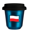 Kubek niebieski 150 ml, FLAGA POLSKI z pokrywka czarna kubek termiczny na kawe | 85,00 zł