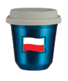 Kubek niebieski 150 ml, FLAGA POLSKI z pokrywka biala kubek termiczny na kawe | 85,00 zł