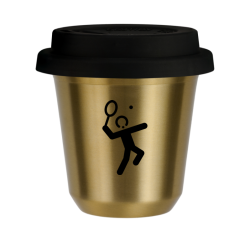 Cup 150 ml GOLD "Tennis 2 (black)", with black lid