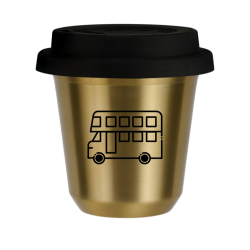 Cup 150 ml GOLD "Bus (black)", with black lid