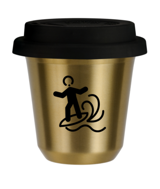 Kubek zloty 150 ml, WINDSURFING (czarny) z pokrywka czarna
