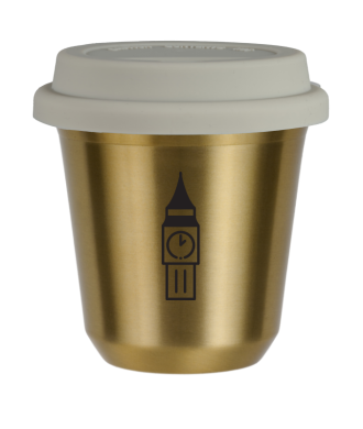 Kubek zloty 150 ml, BIG BEN (czarny) z pokrywka biala