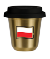 Kubek zloty 150 ml, FLAGA POLSKI z pokrywka czarna kubek termiczny na kawe | 75,00 zł
