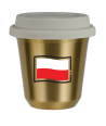 Kubek zloty 150 ml, FLAGA POLSKI z pokrywka biala kubek termiczny na kawe | 75,00 zł