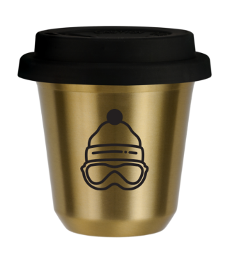 Kubek zloty 150 ml, CZAPKA (czarny) z pokrywka czarna