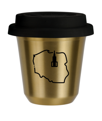 Kubek 150 ml ZŁOTY "Polska (czarny)", z czarną pokrywką Kubek 150 ml ZŁOTY "Polska (czarny)", z czarną pokrywką